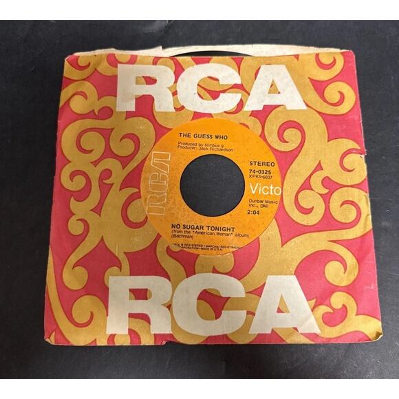 The Guess Who American Woman; No Sugar Tonight Vinyl Record 45 RPM 7" Sleeve - Picture 1 of 3